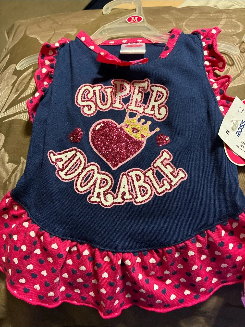 Girls Pink Rainbow Heart Ruffle Tank Dress for doggy